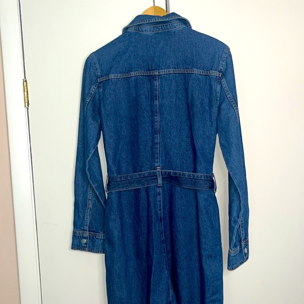 Topshop Denim Jumpsuit with Belt - Picture 3 of 7